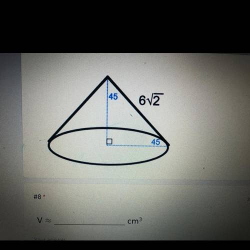Find the volume of the cone. Pleaseeee helppp