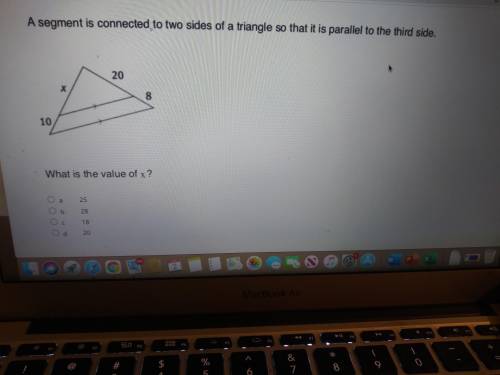 A segment is connected to two sides of a triangle so that it is parallel to the third side. What is
