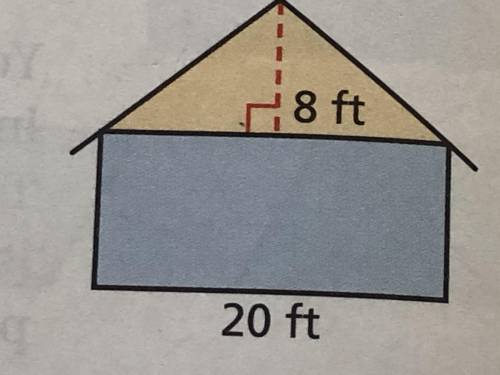 Harry plans to paint the triangular portion of the side of his house. How many square feet does he