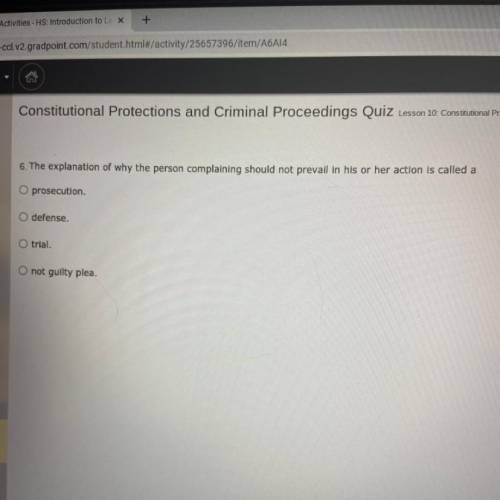 Ections and Criminal Proceedings Quiz Lesson 10. Constitutional Protector

6. The explanation of w