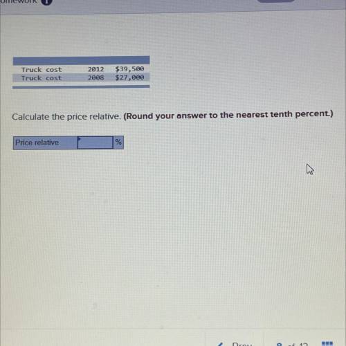 Calculate the price relative
