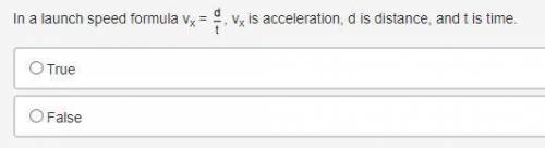 In a launch speed formula vx = d over t, vx is acceleration, d is distance, and t is time.