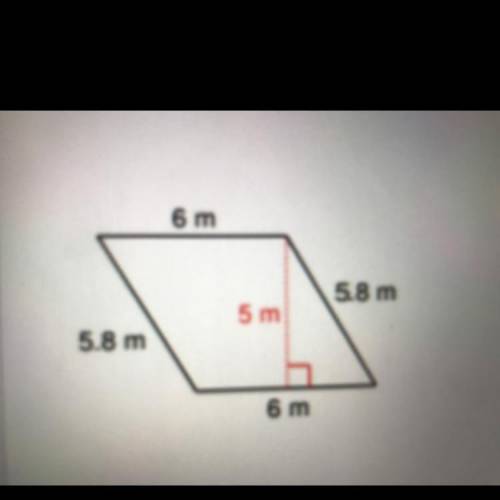 Give the number answer for the area of the parallelogram.

6 m
5.8 m
5 m
5.8 m
6 m