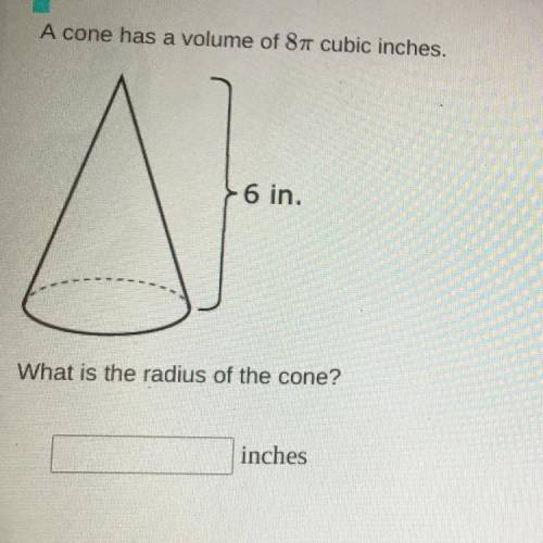 A cone has volume of 8pi cubic inches