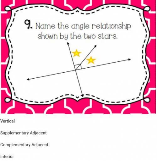 Name the angle relationship shown by the two stars