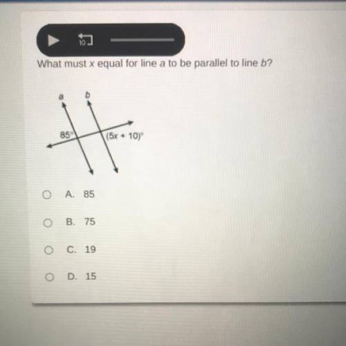 What must x equal for line a to be parallel to line b?