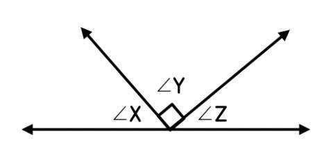 Name a pair of adjacent angles. 
∠X and ∠Y
∠Y and ∠Z
∠X and ∠Z