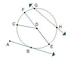 In circle D, which is a secant?
EF
DC
Line segment A B
Line G H