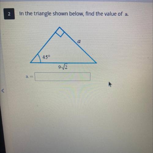 In the triangle below, find the value of a/// Please help!