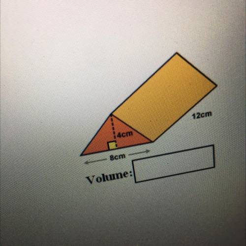 In the following figure determine the volume of the triangular prism

192cm
284cm
296cm
322cm