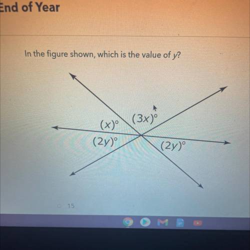 In the figure shown , which is the value of y?