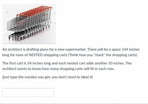 An architect is drafting plans for a new supermarket. There will be a space 144 inches long for row