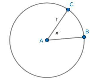 Find the arc length of arc BCBC when x=55°x=55° and r=8r=8 meters.

Type your answer rounded to th