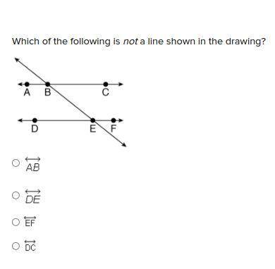Which of the following is not a line shown in the drawing?

<--> <--> <--> <-