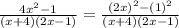 \frac{4x^2 - 1}{(x+4)(2x-1)} = \frac{(2x)^2 - (1)^2}{(x+4)(2x-1)}