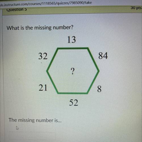 What is the missing number?
13
32
84
21
8
52