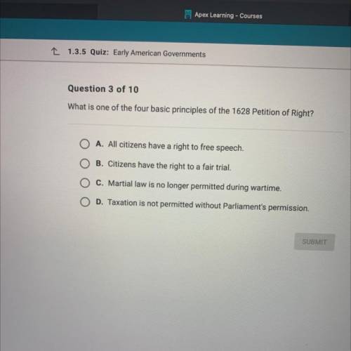 What is one of the four basic principles of the 1628 Petition of Right?