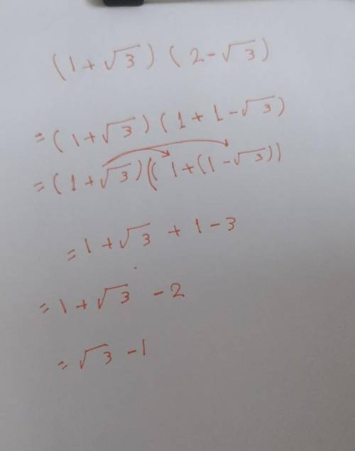 Simplify (1+ 3) (2-3)