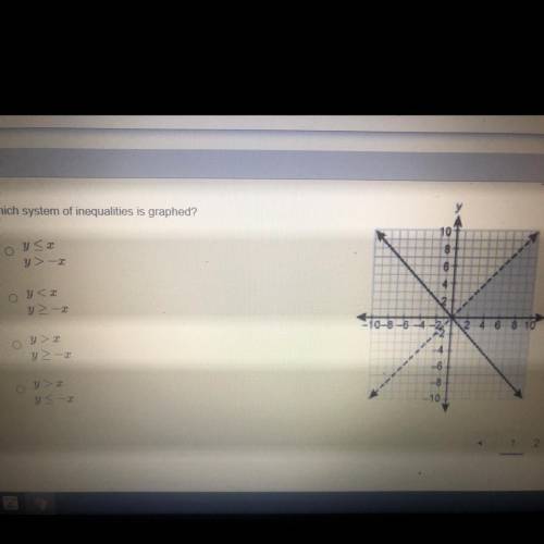 Which system of inequalities is graphed?
Second part please help
