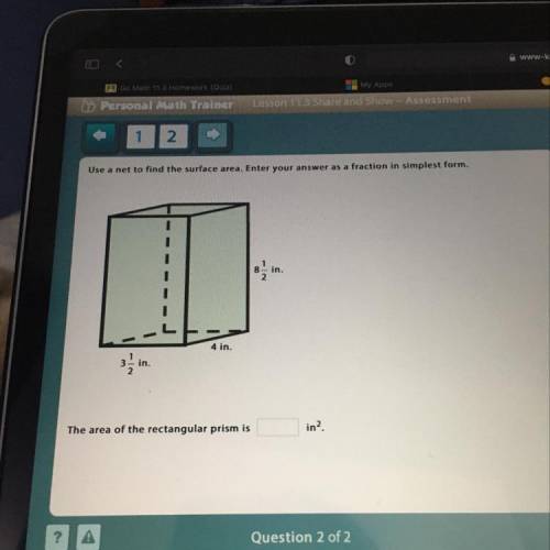 Use a net to find the surface area. Enter your answer as a fraction in simplest form.

8-in.
2
4 i