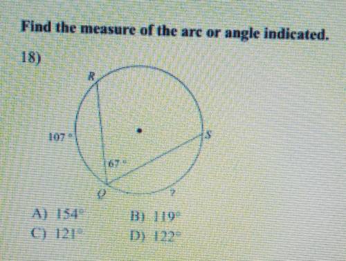 Please help!! find the measure of the arc or angle indicated!