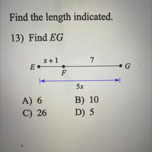 Find the length indicated 
Find EG