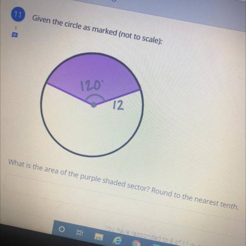 What is the area of the purple shaded sector? Round to the nearest tenth.