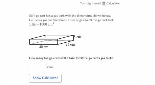 How many full gas cans will it take to fill the go cart's gas tank?