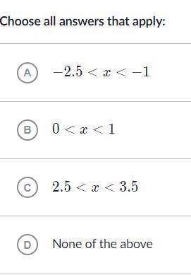 Select all the intervals where fff is decreasing.

graph
Choose all answers that apply:
Choose all