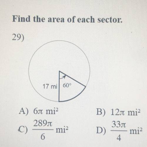 Find the area of each sector. Omg please help due in 5 min!!