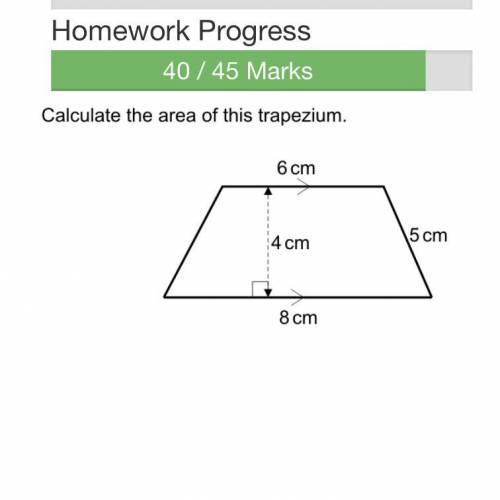 Find the area of a trapezium which has 6cm,5cm and 4cm