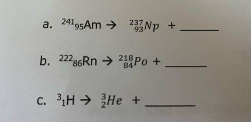 Complete the following nuclear equations:
