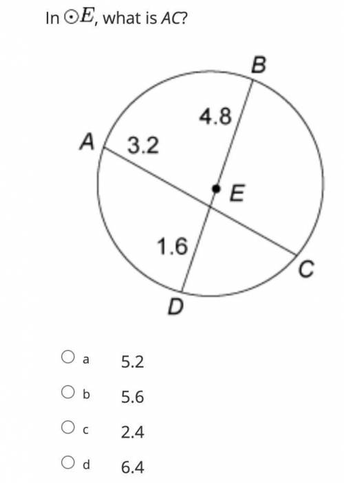 HELP I NEED THE ANSWER!!! Given circle E what is the length of AC?