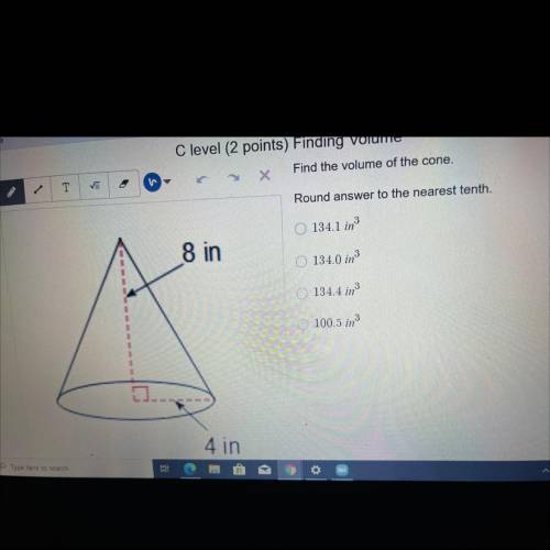 NEED HELP ASAP
find the volume of the cone