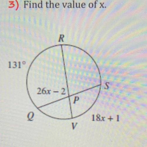 3) Find the value of x.