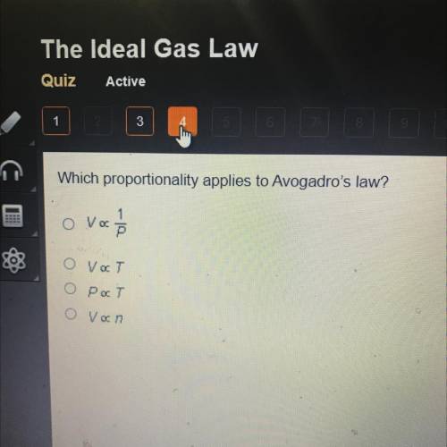 Which proportionality applies to Avogadro's law?
Ο να
van
Ο να
O POT
O Von