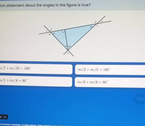 Which statement about the angles in the figure is true? 5 6 8 7 2 3 4 910 m27 +mZ10 = 180° mZ3+ m25