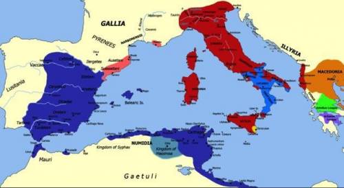 Below is a map of the Mediterranean world at the time of the Second Punic War. Use this map below t