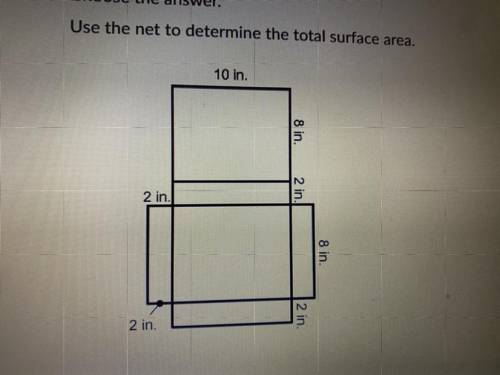 Use the net to determine the lateral surface area.

A. 200 in
B. 232 in
C. 192 in
D. 72 in