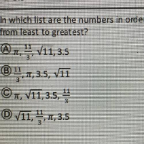 ￼in which list are the number in order from least to greater