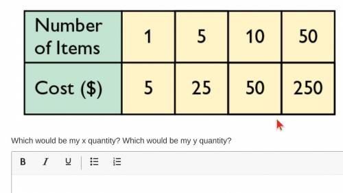 15 POINTS FOR ANSWER: Which would be my x quantity? Which would be my y quantity?