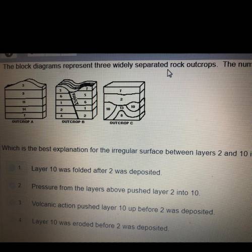 I’LL mark brainliest!

Which is the best explanation for the irregular surface between layers 2 an