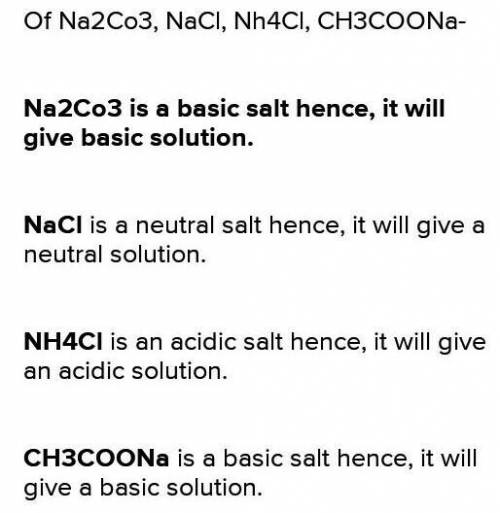 Which of the following salts will produce an acidic solution when dissolved in water? Why?

a) NH3