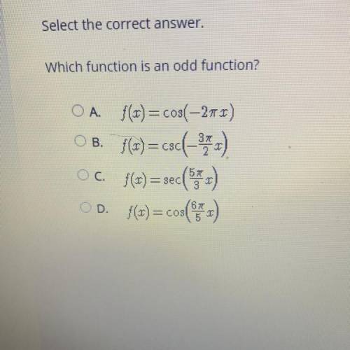 Which function is an even function?