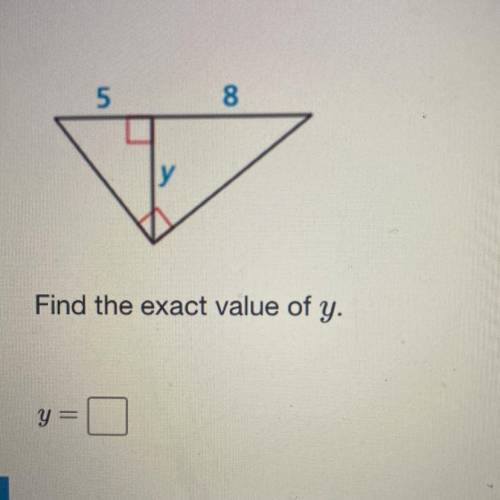 5
8
y
Find the exact value of y.
y =