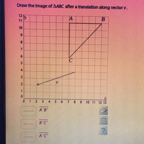 Draw the image of triangle ABC after a translation along vector v

(just saying the points' ordere