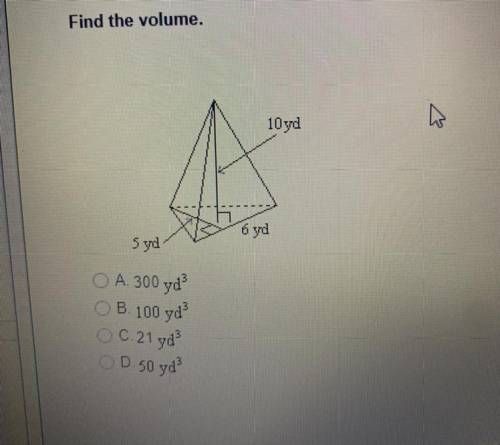 Question 9
Find the volume.