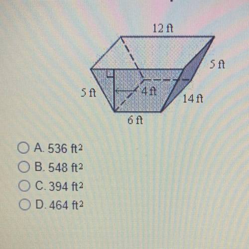 Find the surface area of the
prism.