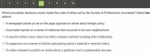 Which journalistic decisions would violate the code of ethics set by the Society of Professional Jou
