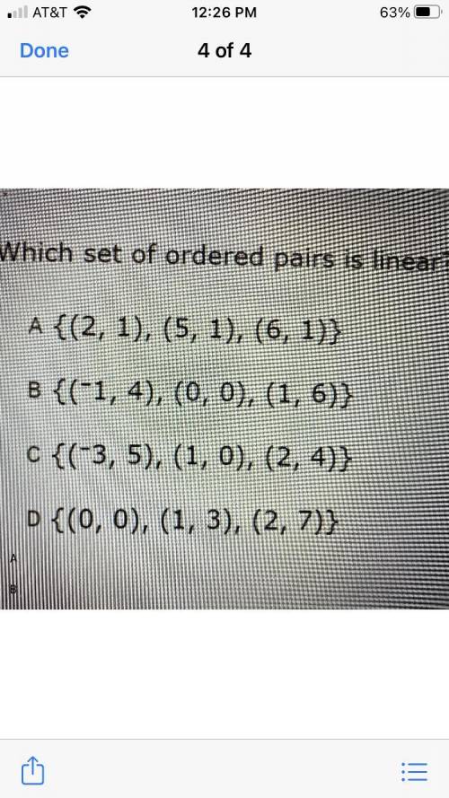 Which set of ordered pairs are linear?